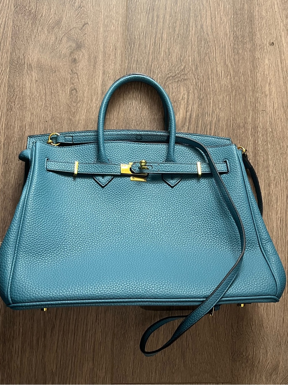 Dasein Teal Structured Leather Satchel Bag “Workin Style with Shoulder Strap